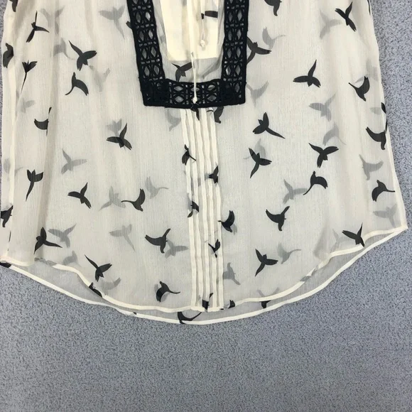 Tank Top Blouse Size XL Bird Print Sheer Lightweight Flowy - Picture 7 of 13